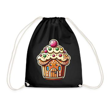 Gingerbread House Fantasy: Cupcake Edition - Drawstring Bag - black - Front