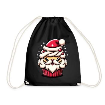 Weihnachtliche Leckerei: Santa Cupcake - Turnbeutel - Schwarz - Vorne