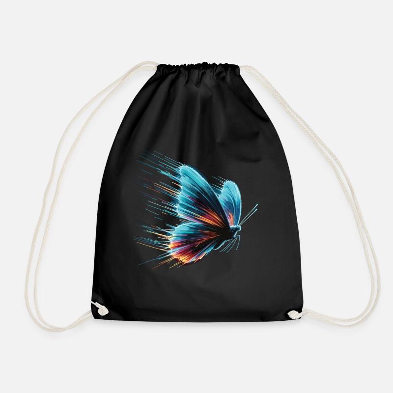 Virtuelle Eleganz: Schmetterling im Pixelstil - Turnbeutel - Schwarz