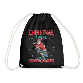 Skater Skatebaord Outfit Christmas Love - Drawstring Bag - black - Front