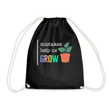 Motivational Shirt, Mistakes Help Us Grow Tee, - Drawstring Bag - black - Front