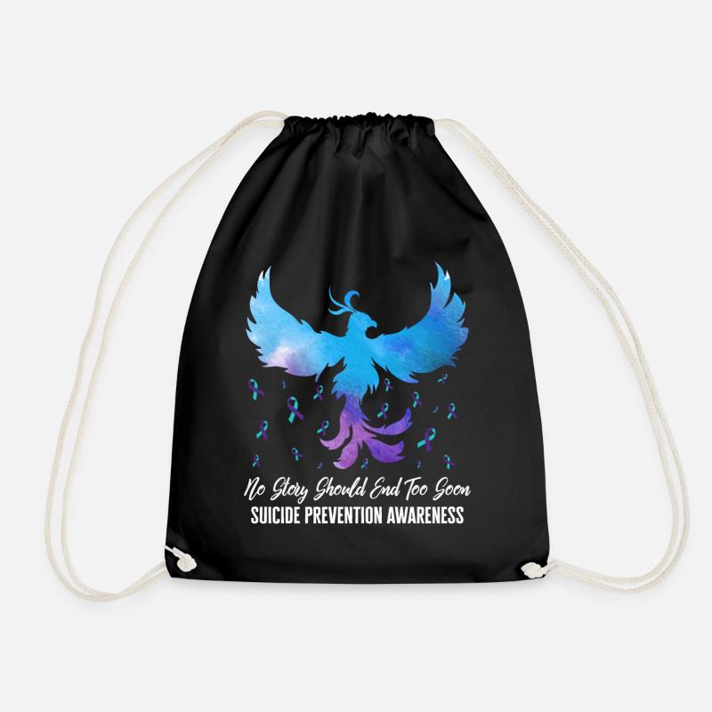 Suicide Prevention Awareness Shirt, No Story - Drawstring Bag - black