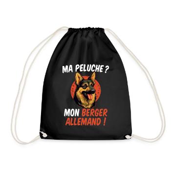 Peluche Berger Allemand Chien Humour Propriétaire - Sac de sport léger - noir - Devant