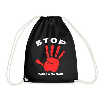 Stop Parle à ma main- Design de main drôle - Sac de sport léger - noir - Devant