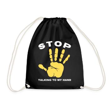 Stop Parle à ma main- Design de main drôle - Sac de sport léger - noir - Devant