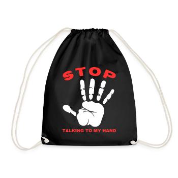 Stop Parle à ma main- Design de main drôle - Sac de sport léger - noir - Devant