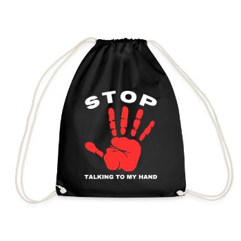 Stop Parle à ma main- Design de main drôle - Sac de sport léger - noir - Devant