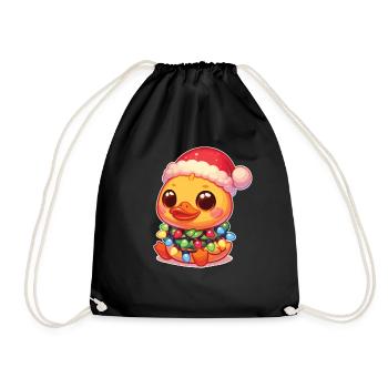 Père Noël chapeau Noël guirlandes lumineuses canard - Sac de sport léger - noir - Devant