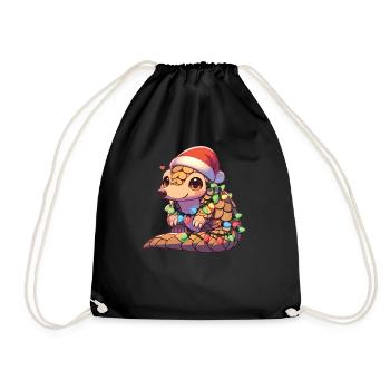 Santa Hat Christmas Fairy Lights Scales - Drawstring Bag - black - Front