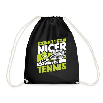 I Am Nicer After Tennis Tennis Player - Drawstring Bag - black - Front