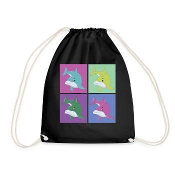 Dauphin rétro des années 80 des années 90 Vintage - Sac de sport léger - noir - Devant