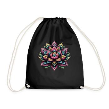 Lotus Flower - Drawstring Bag - black - Front