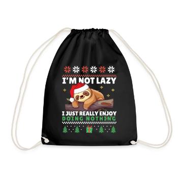 I'm not lazy - Cute Sloth Xmas Ugly Christmas - Drawstring Bag - black - Front