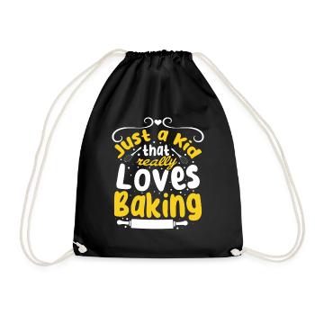 Just A Kid That Really Loves Baking - Baking Kids - Drawstring Bag - black - Front
