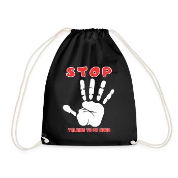 Stop Parle à ma main- Design de main drôle - Sac de sport léger - noir - Devant