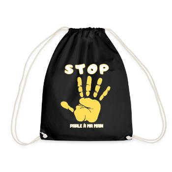 Stop Parle à ma main- Design de main drôle - Sac de sport léger - noir - Devant
