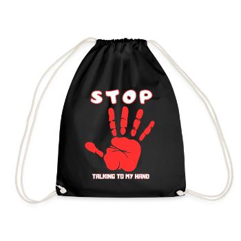 Stop Parle à ma main- Design de main drôle - Sac de sport léger - noir - Devant