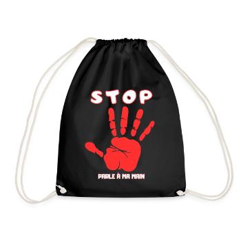 Stop Parle à ma main- Design de main drôle - Sac de sport léger - noir - Devant
