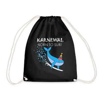 Carnival, Confetti, Surfing, Beach Vacation, Surfboard - Drawstring Bag - black - Front