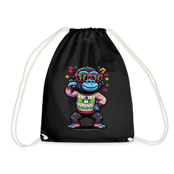 Gorilla with sunglasses - Drawstring Bag - black - Front