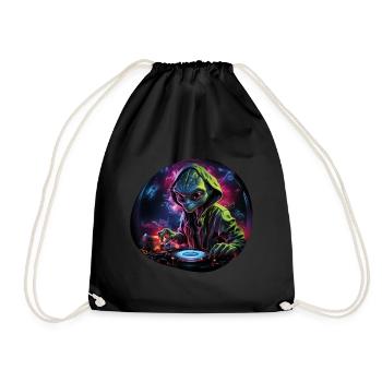 Alien DJ, Space DJ, Cosmic Beats, AlienCartoon, - Sac de sport léger - noir - Devant