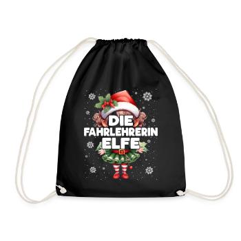 Fahrlehrerin Elfe Lustiger Elf Weihnachtsoutfit - Turnbeutel - Schwarz - Vorne