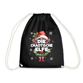 Chaotische Elfe Lustiger Elf Weihnachtsoutfit - Turnbeutel - Schwarz - Vorne