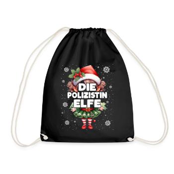 Polizistin Elfe Lustiger Elf Weihnachtsoutfit - Turnbeutel - Schwarz - Vorne