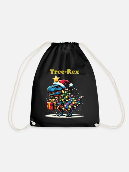 TREE REX DINO Weihnachten Ugly Christmas Geschenk - Turnbeutel - Schwarz