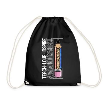 Paraprofessional Shirt, Teach Love Inspire - Drawstring Bag - black - Front