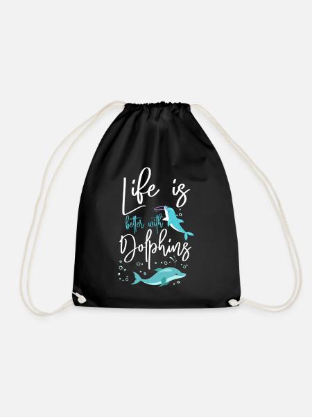 Dolphin Life Is Better With - Turnbeutel - Schwarz