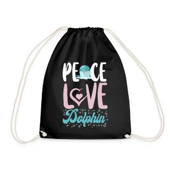 Dolphin Peace Love Dolphin - Turnbeutel - Schwarz - Vorne