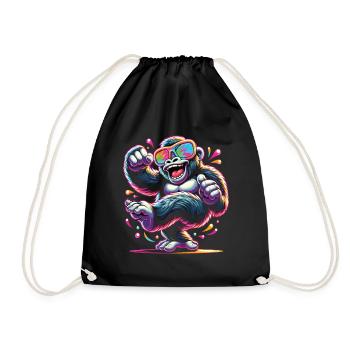 Gorilla with sunglasses - Drawstring Bag - black - Front