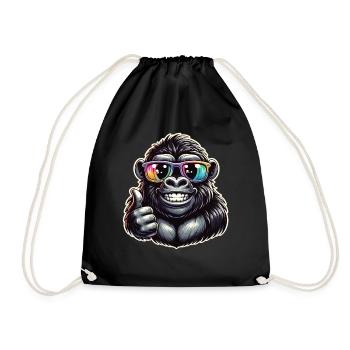 Gorilla with sunglasses - Drawstring Bag - black - Front