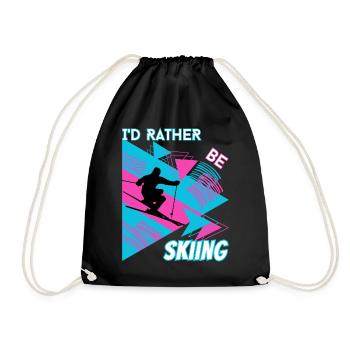 I'd Rather Ski - Ski Wintersportler Skifahrer - Turnbeutel - Schwarz - Vorne