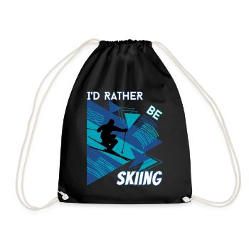 I'd Rather Ski - Ski Wintersportler Skifahrer - Turnbeutel - Schwarz - Vorne