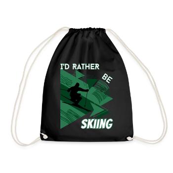 I'd Rather Ski - Ski Wintersportler Skifahrer - Turnbeutel - Schwarz - Vorne