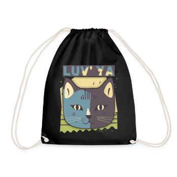 Chat de la Saint-Valentin, tête de chat, déclaration d’amour - Sac de sport léger - noir - Devant