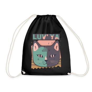 Tête de chat, chat de la Saint-Valentin, déclaration d’amour - Sac de sport léger - noir - Devant