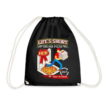 Lustiger Pizza Spruch, Pizza Lieferdienst - Turnbeutel - Schwarz - Vorne