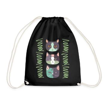 Tête De Chat, Trois Chats, Visages De Chat - Sac de sport léger - noir - Devant