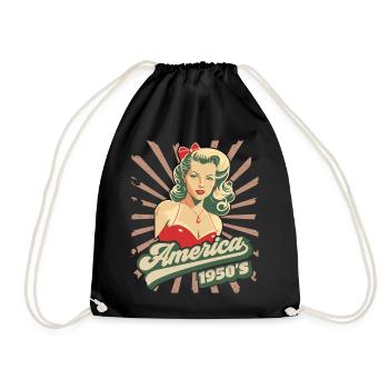 Amerika, USA, Rock'n'Roll, 1950er Jahre, Pin-up - Turnbeutel - Schwarz - Vorne