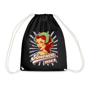 Pin-up, Amerika, USA, Rock'n'Roll, 1950er Jahre - Turnbeutel - Schwarz - Vorne
