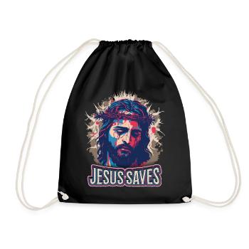 Jesus Christus mit Dornenkrone auf dem Passionsweg - Turnbeutel - Schwarz - Vorne