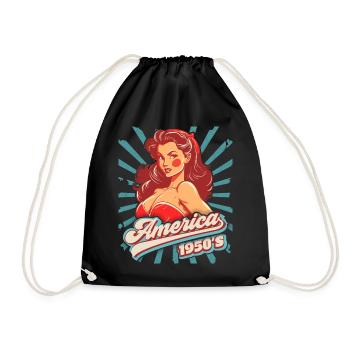 Pin-up, Rock'n'Roll, 1950er Jahre, Amerika, USA - Turnbeutel - Schwarz - Vorne
