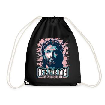 Jesus Christus mit Dornenkrone christlicher Spruch - Turnbeutel - Schwarz - Vorne