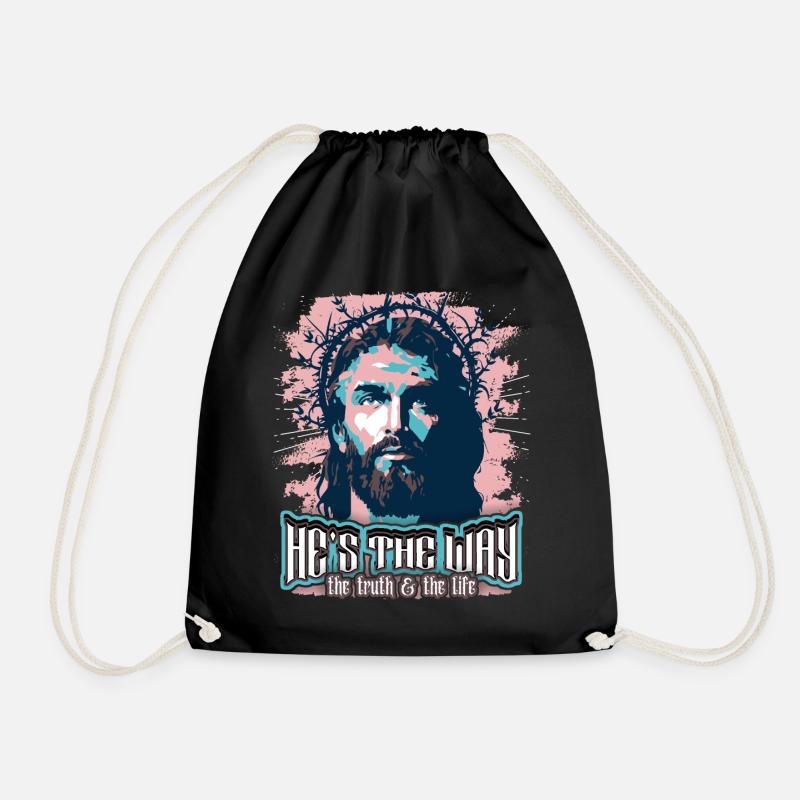 Jesus Christus mit Dornenkrone christlicher Spruch - Turnbeutel - Schwarz