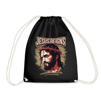Jesus Passionsweg Christus mit Dornenkrone - Turnbeutel - Schwarz - Vorne