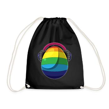 Osterei Ostern Regenbogen Musik - Turnbeutel - Schwarz - Vorne