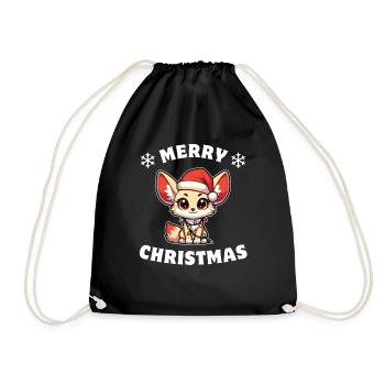 Santa Hat Christmas Fairy Lights Fennec - Drawstring Bag - black - Front
